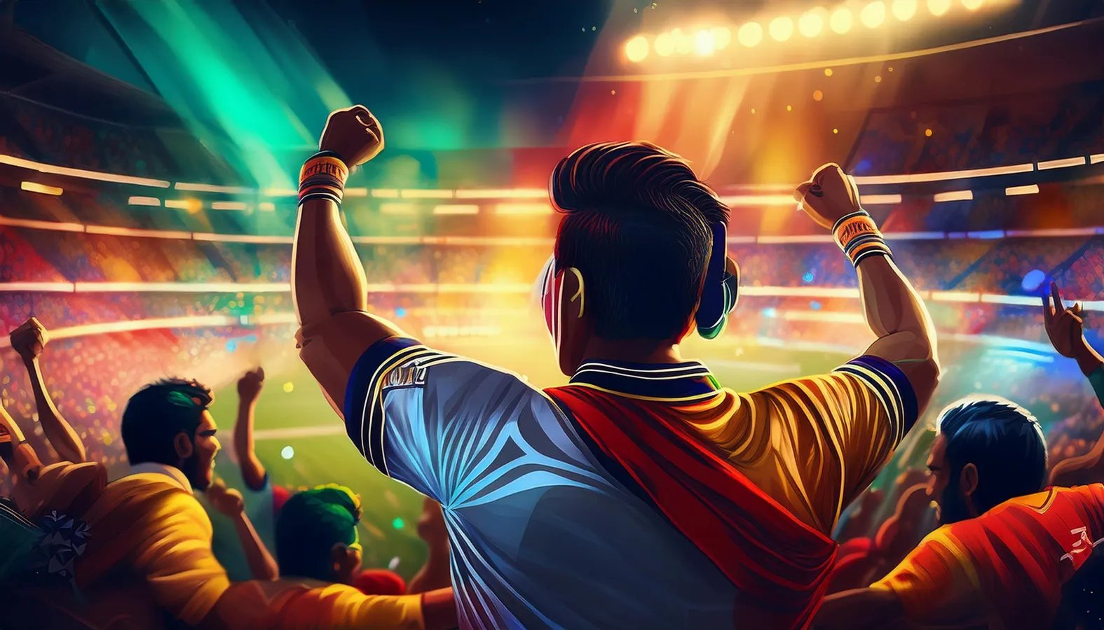 Adult fans enjoying a live sports event in a stadium